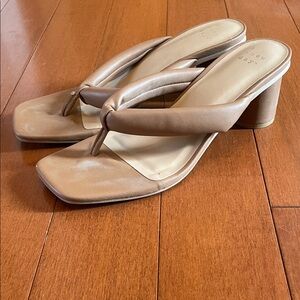 a new day Tan Padded Thong Block Heel Sandals